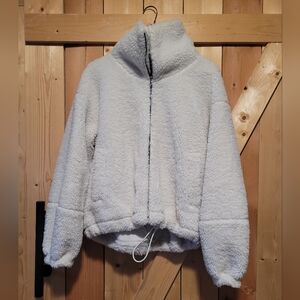 Lululemon White Cinchable Fleece Zip Up Jacket